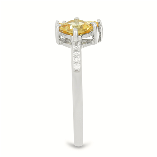 BUY 925 SILVER REAL CITRINE WITH WHITE ZIRCON GEMSTONE RING 